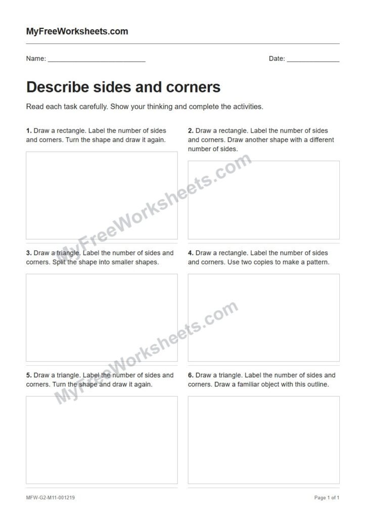 Describe sides and corners worksheet preview