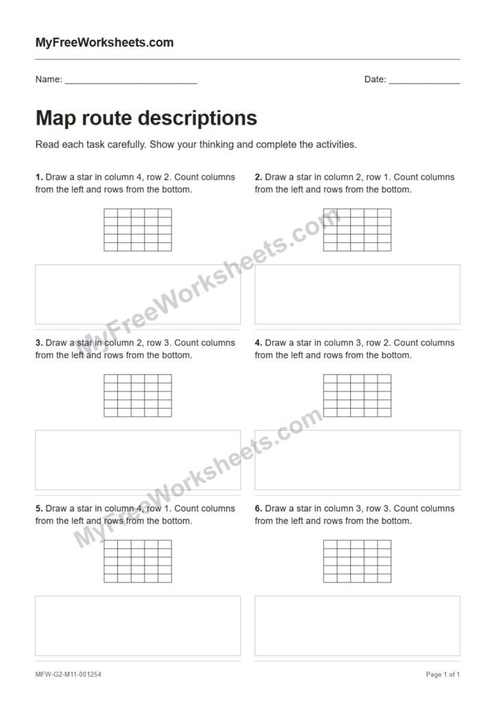 Map route descriptions worksheet preview