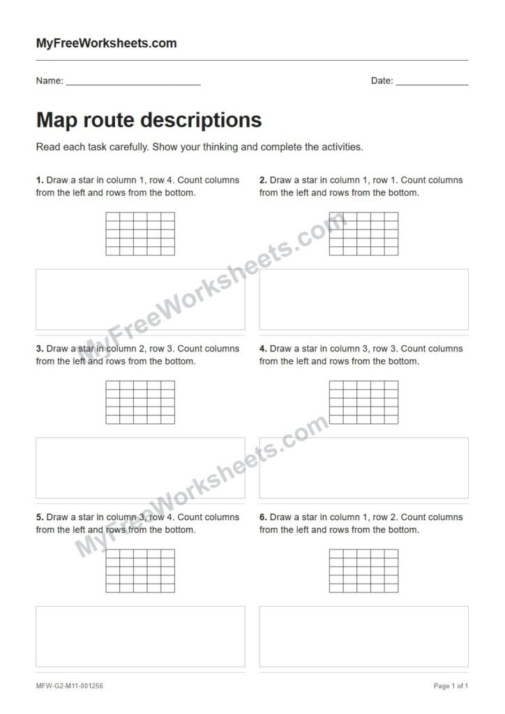 Map route descriptions worksheet preview