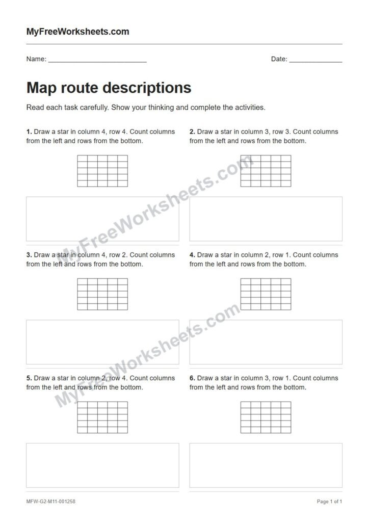 Map route descriptions worksheet preview
