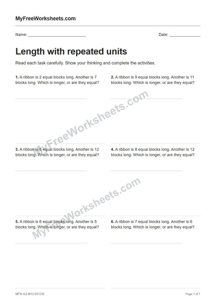 Length with repeated units worksheet preview