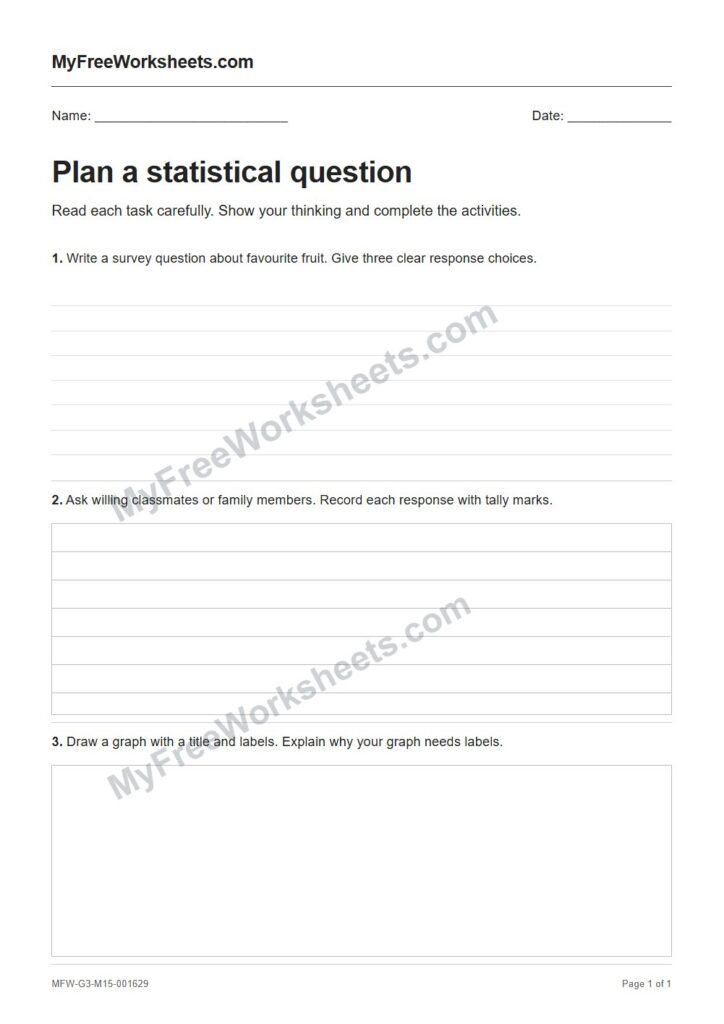 Plan a statistical question worksheet preview