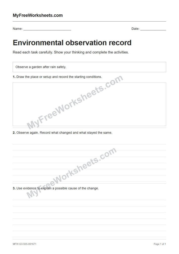 Environmental observation record worksheet preview