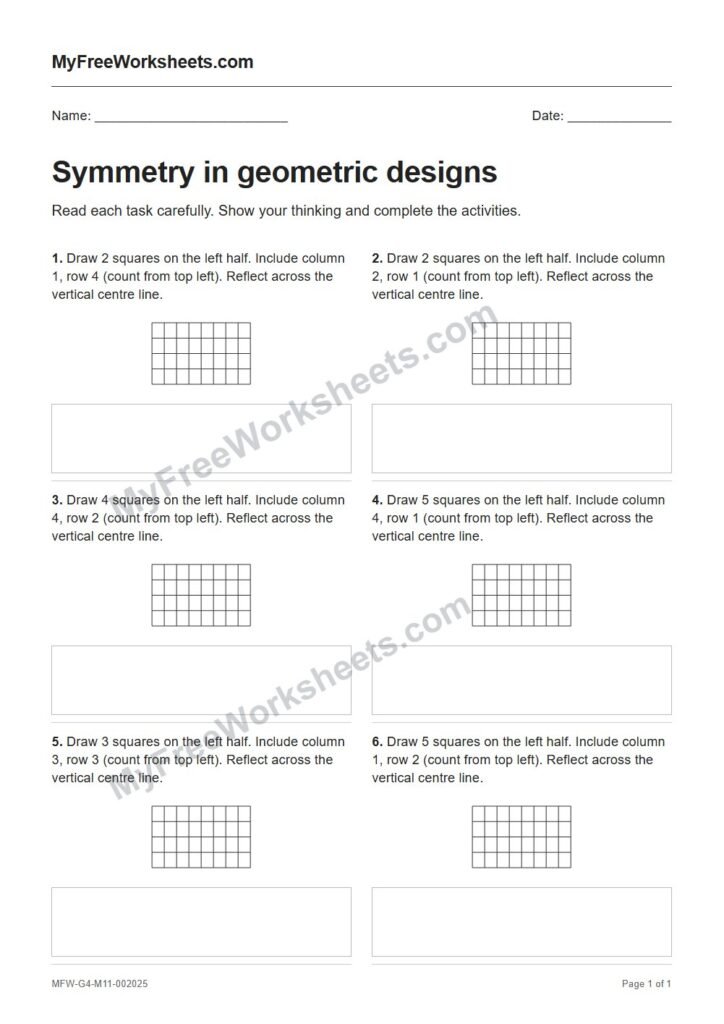 Symmetry in geometric designs worksheet preview