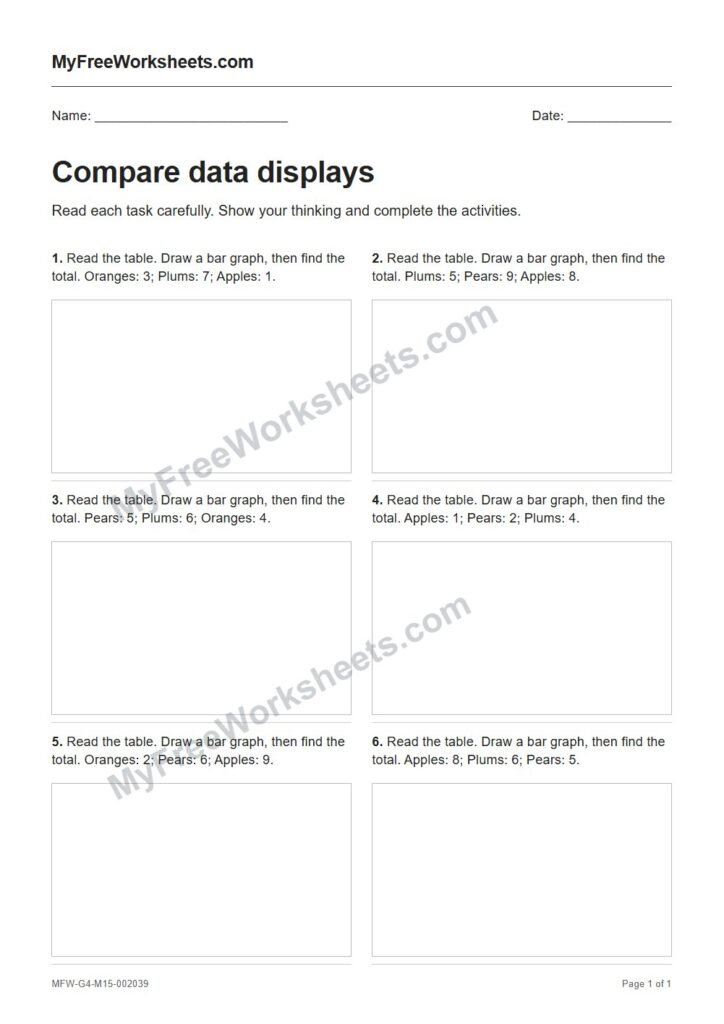Compare data displays worksheet preview