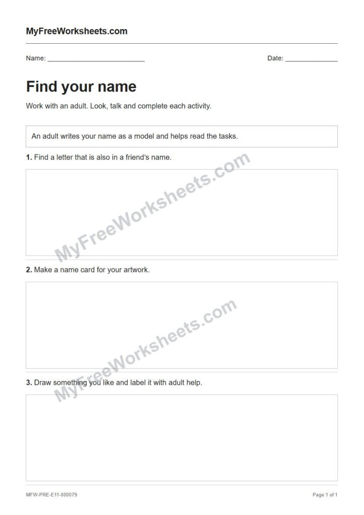 Find your name worksheet preview