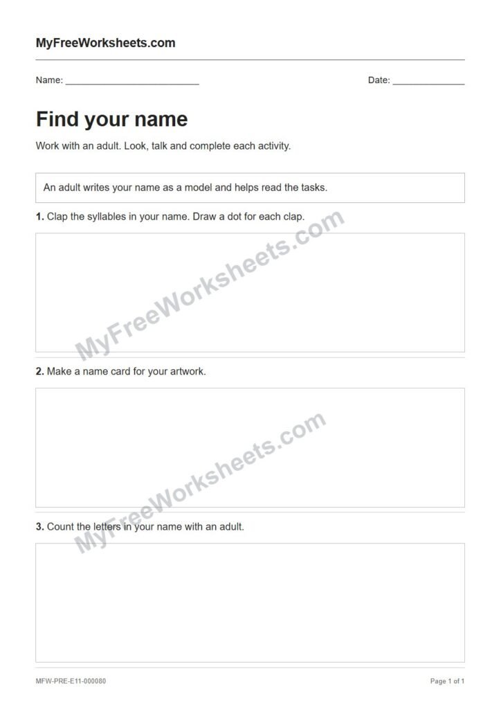Find your name worksheet preview