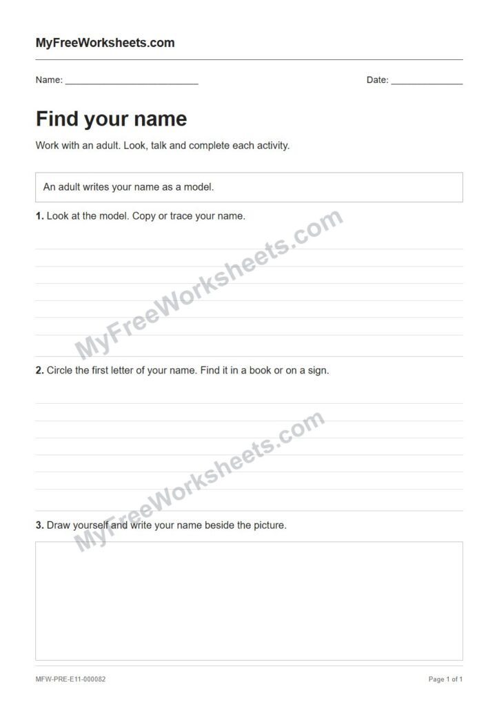 Find your name worksheet preview