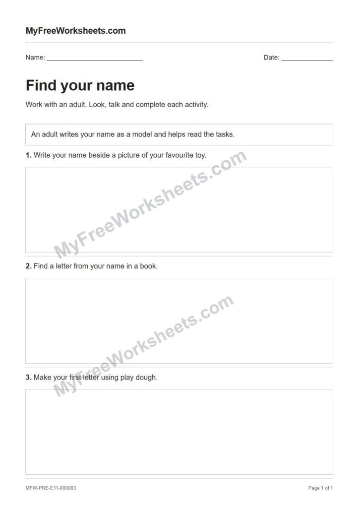 Find your name worksheet preview