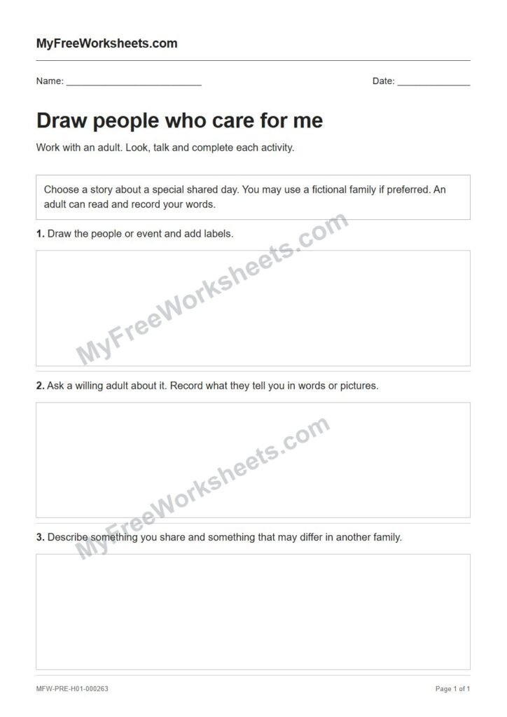 Draw people who care for me worksheet preview
