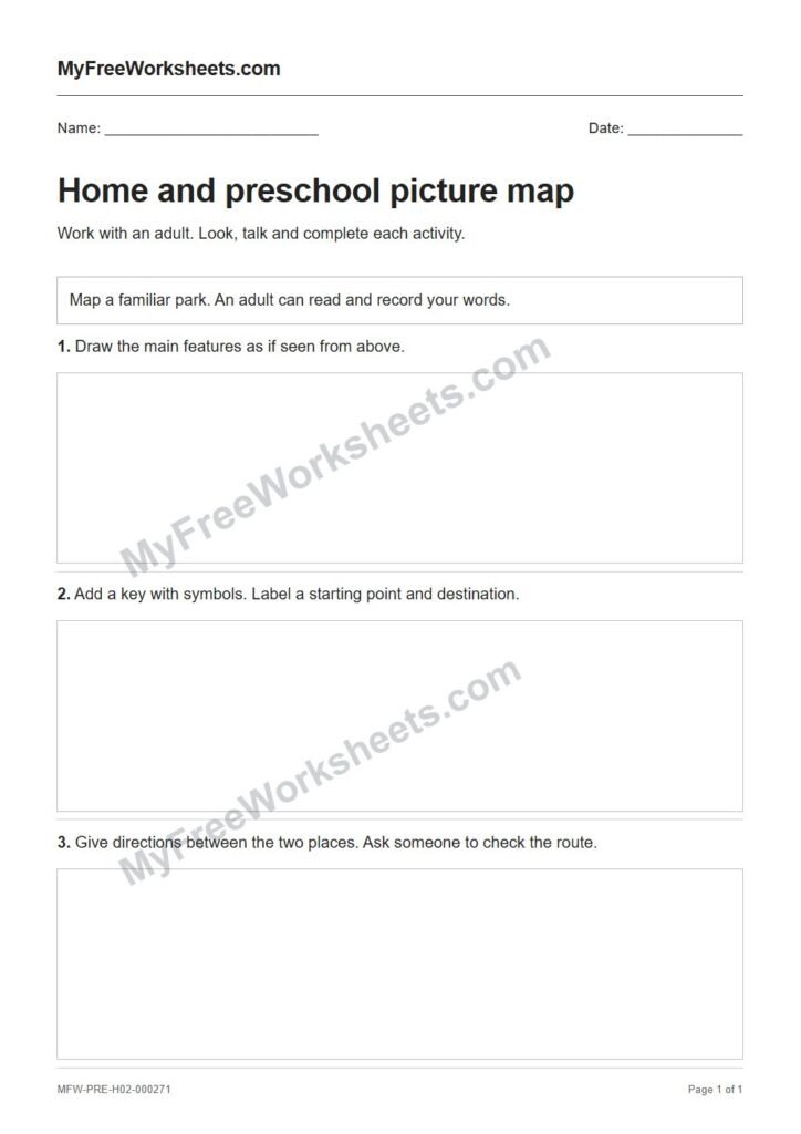 Home and preschool picture map worksheet preview