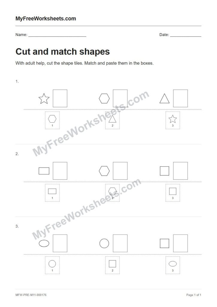 Cut and match shapes worksheet preview