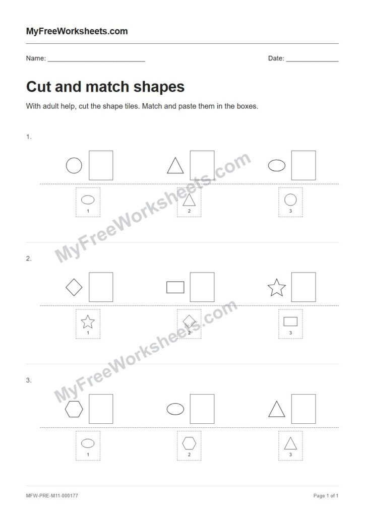 Cut and match shapes worksheet preview