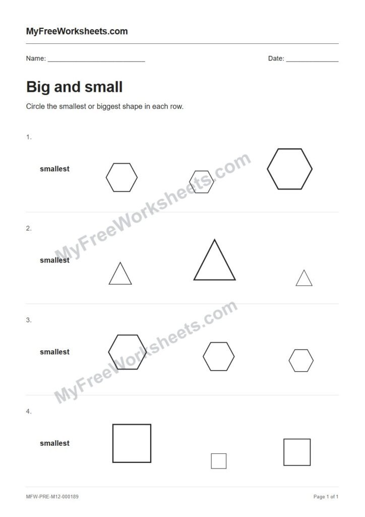 Big and small worksheet preview