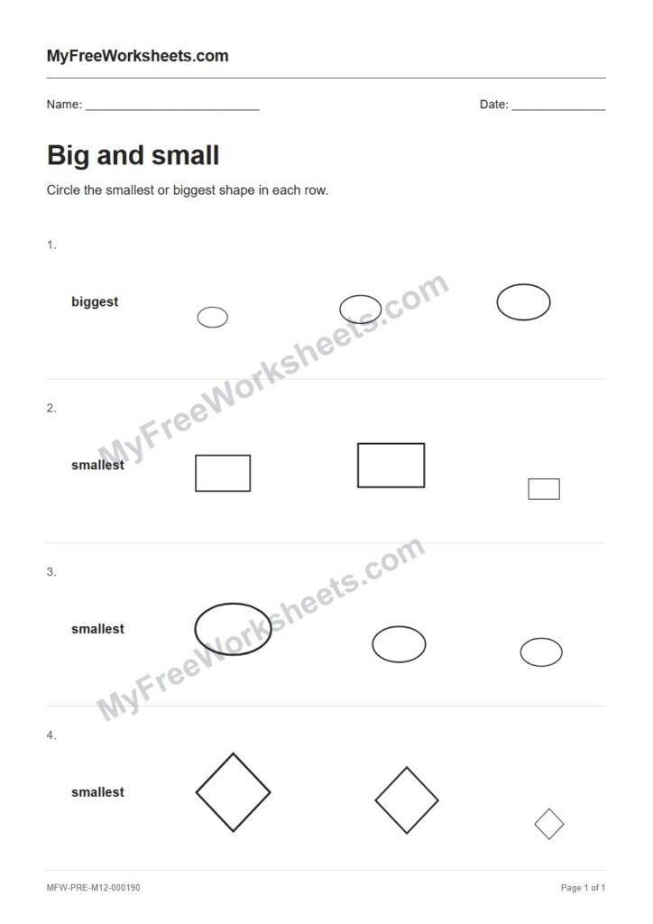 Big and small worksheet preview