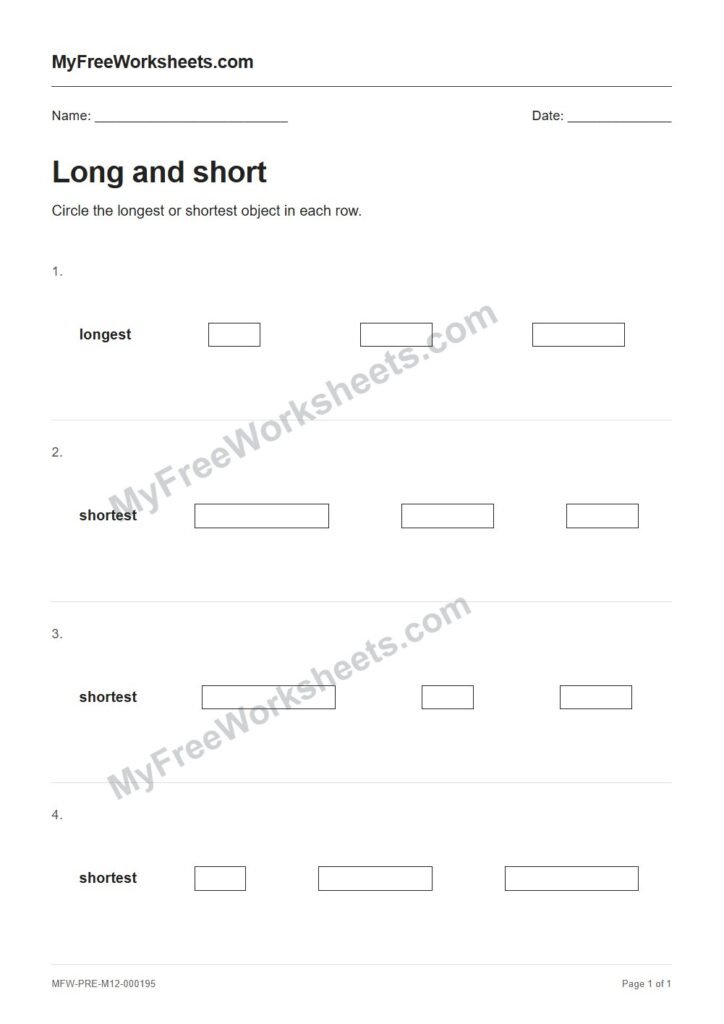 Long and short worksheet preview
