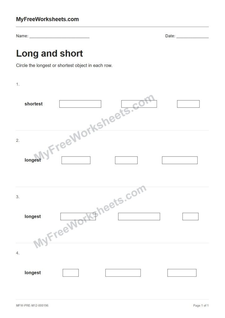 Long and short worksheet preview