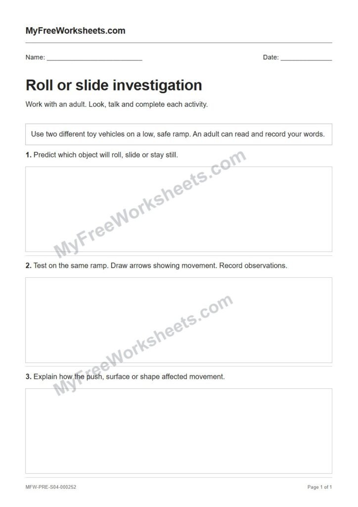 Roll or slide investigation worksheet preview
