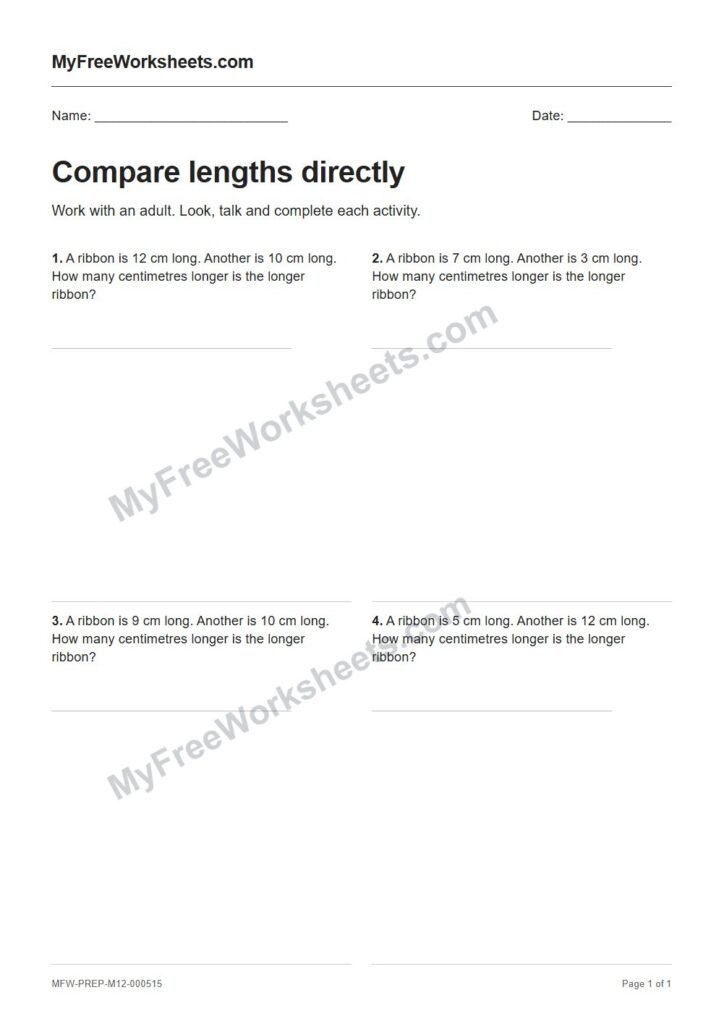Compare lengths directly worksheet preview