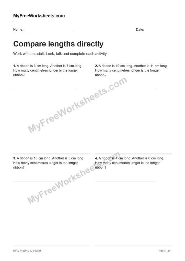 Compare lengths directly worksheet preview