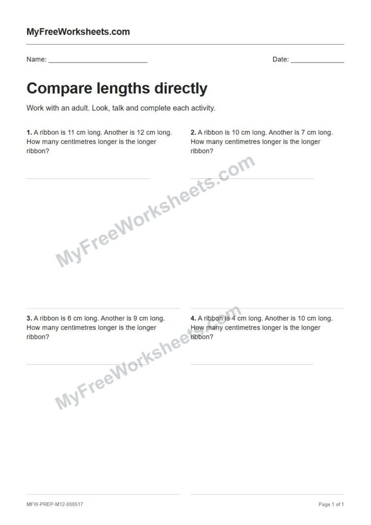 Compare lengths directly worksheet preview