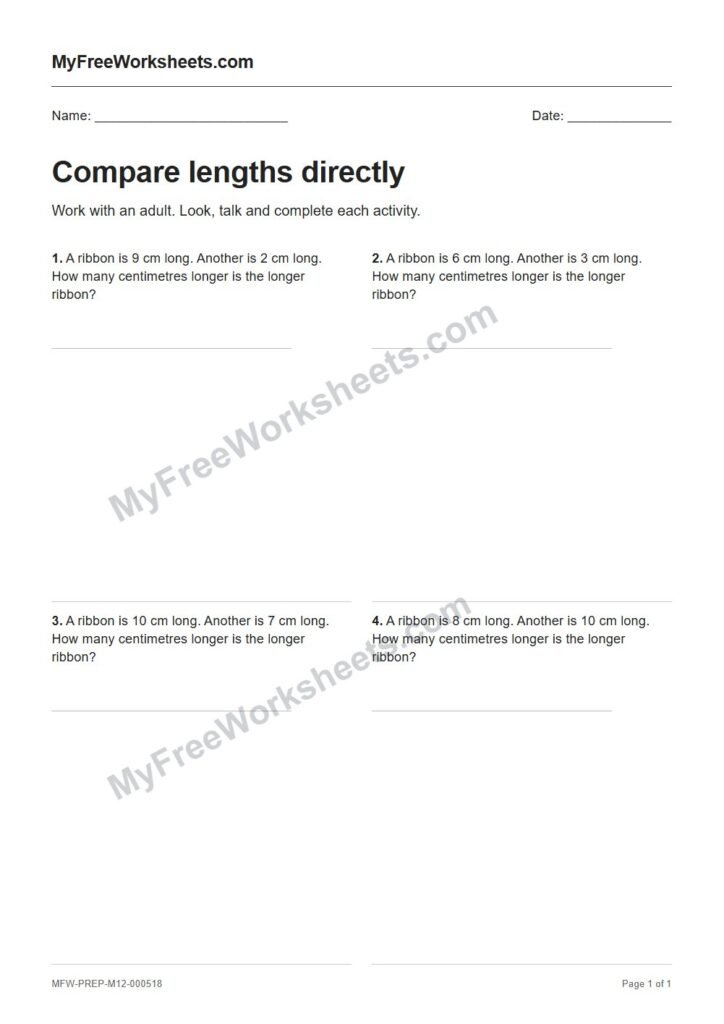 Compare lengths directly worksheet preview