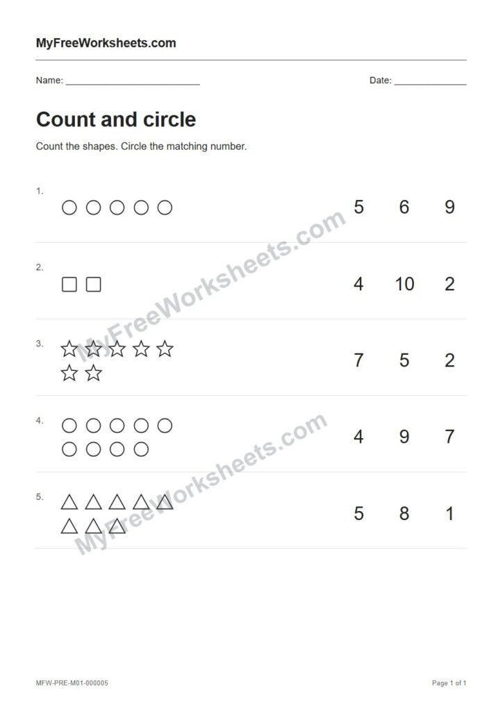 Count and circle worksheet preview