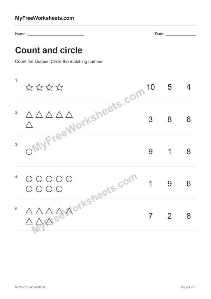 Count and circle worksheet preview