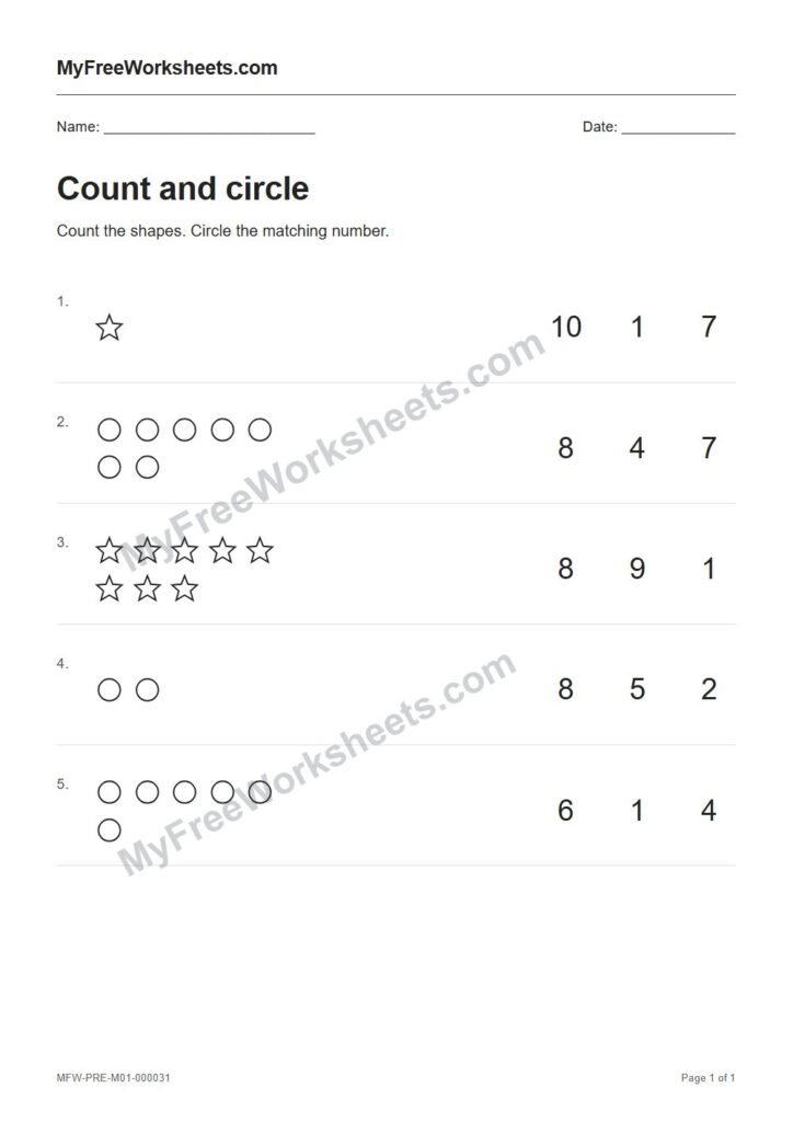 Count and circle worksheet preview