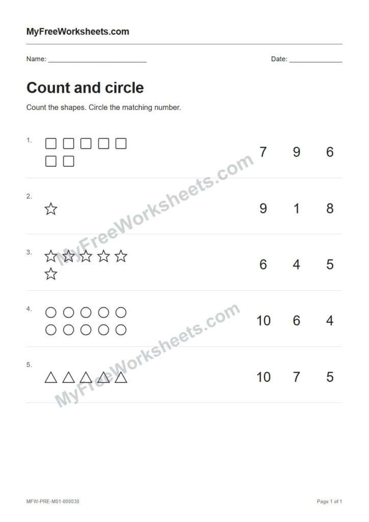 Count and circle worksheet preview