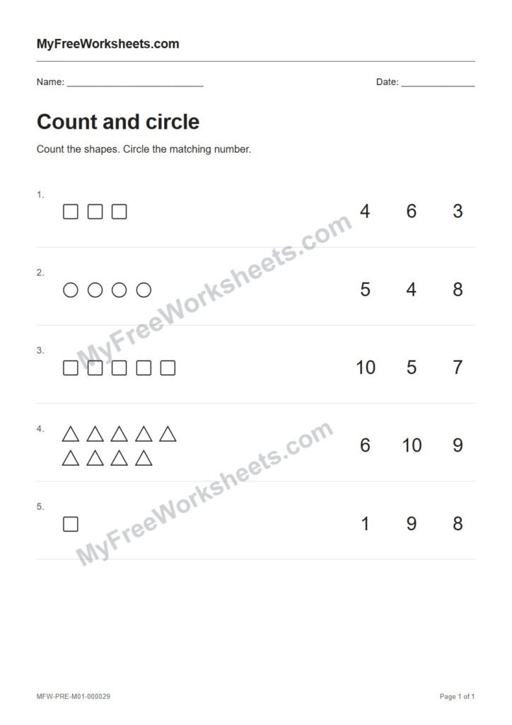 Count and circle worksheet preview