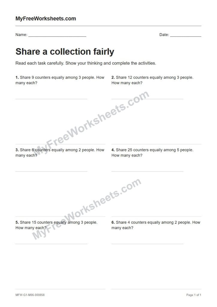 Share a collection fairly worksheet preview