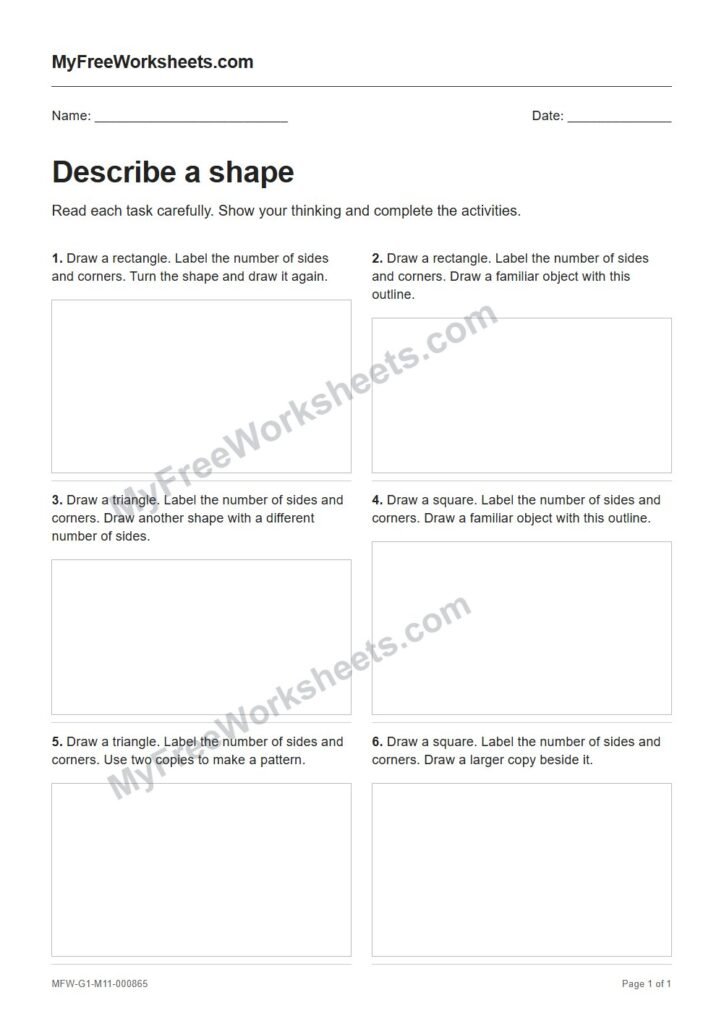 Describe a shape worksheet preview
