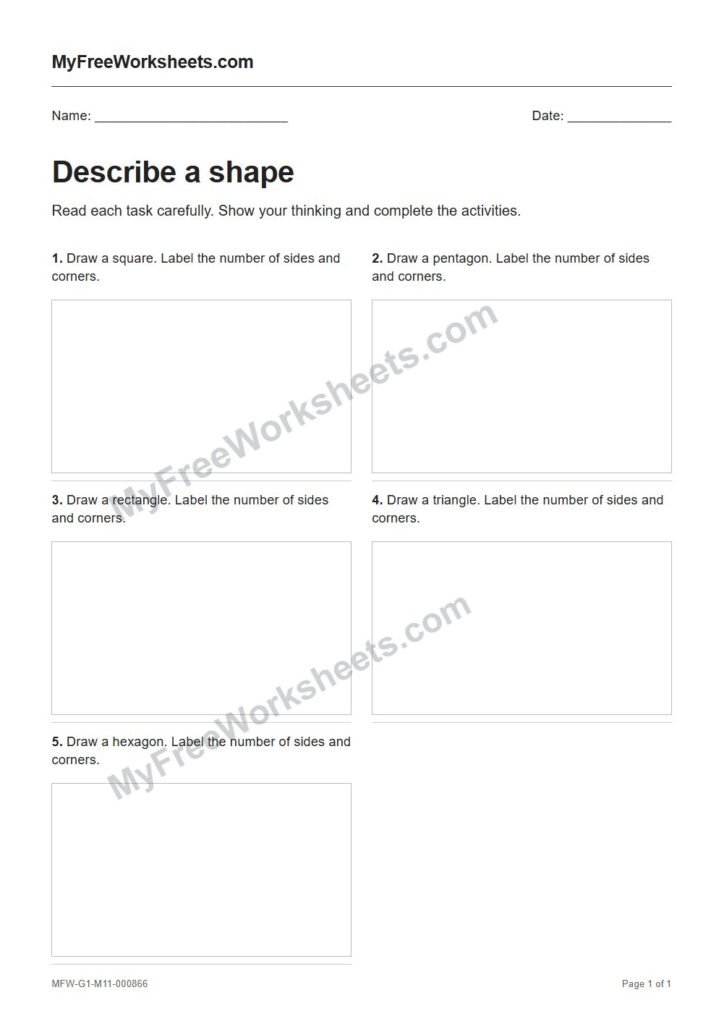 Describe a shape worksheet preview