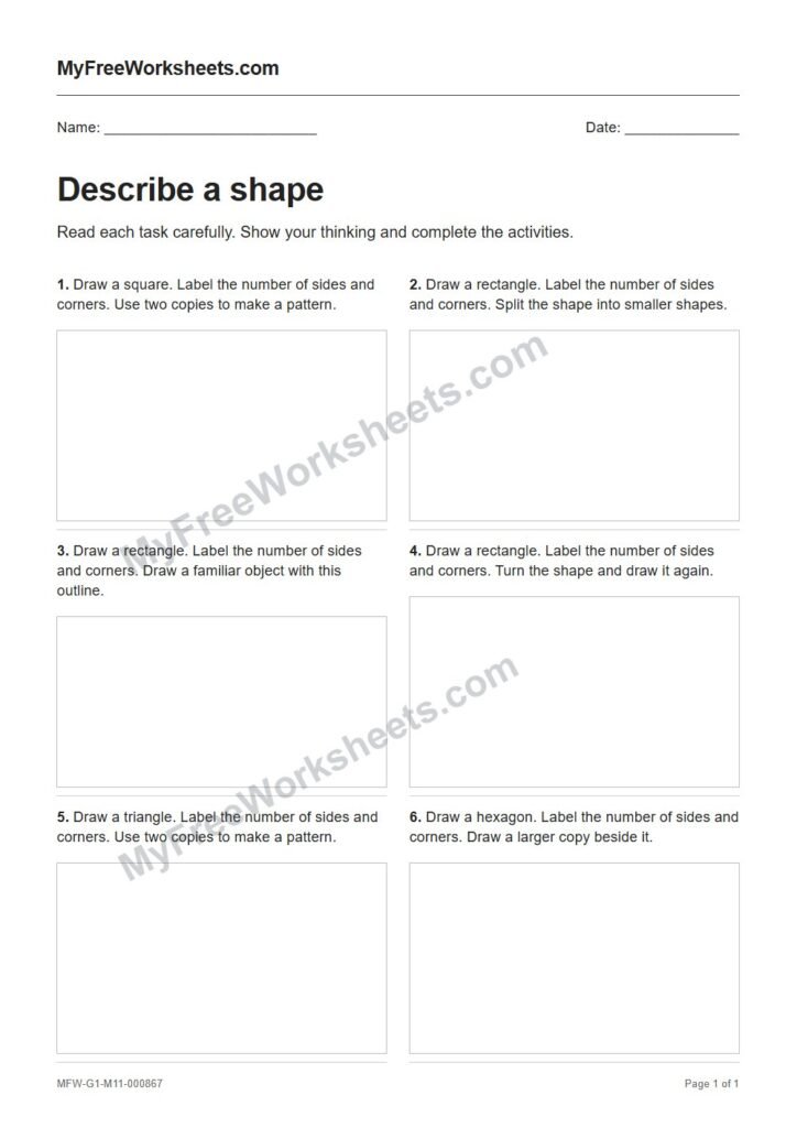 Describe a shape worksheet preview