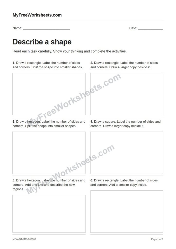 Describe a shape worksheet preview