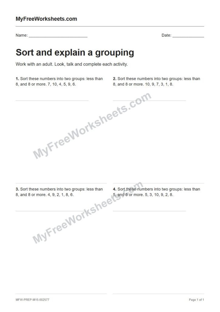 Sort and explain a grouping worksheet preview