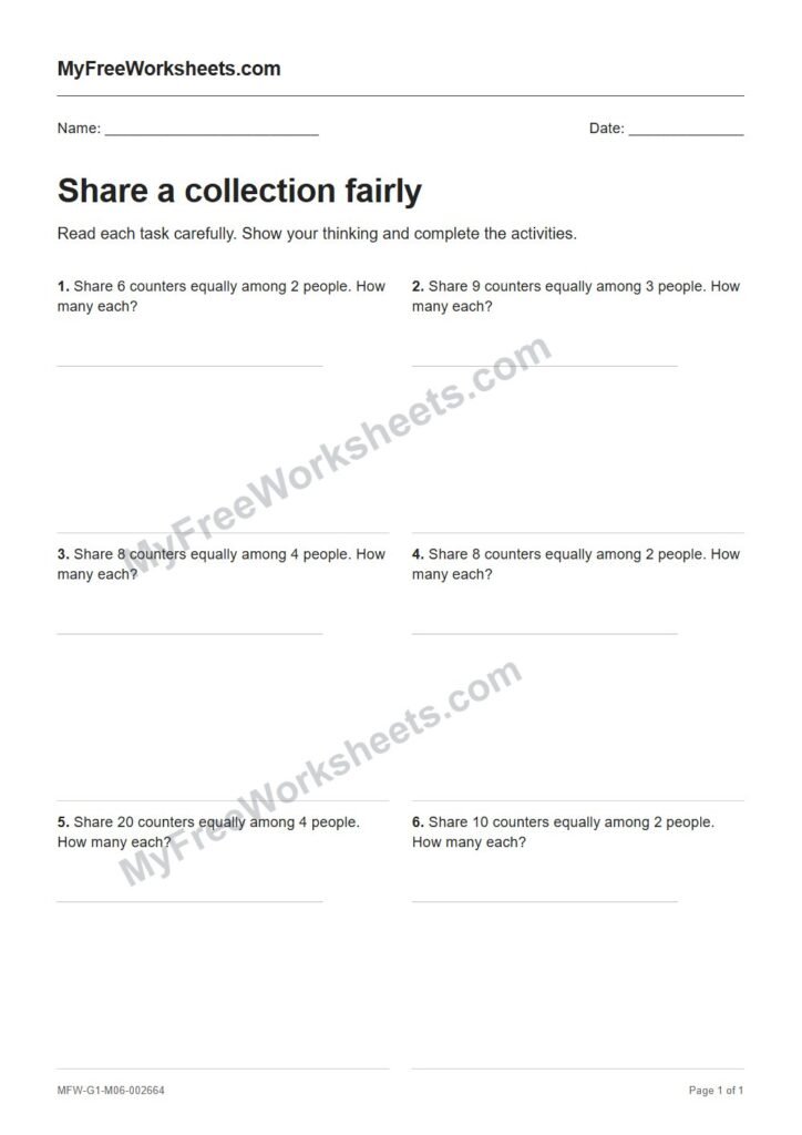 Share a collection fairly worksheet preview