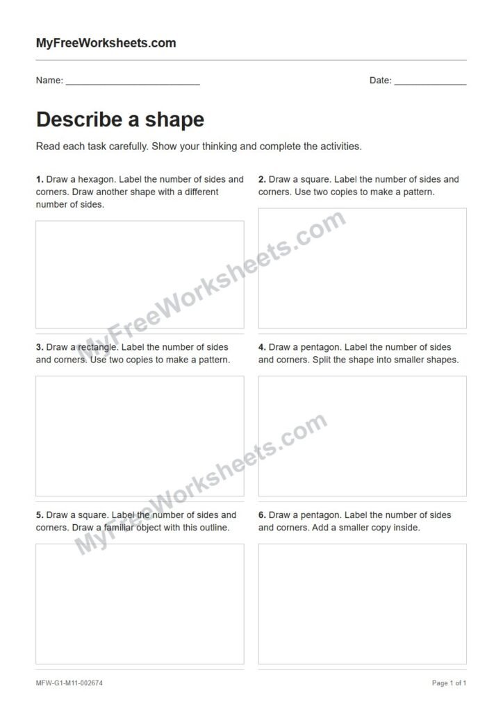 Describe a shape worksheet preview