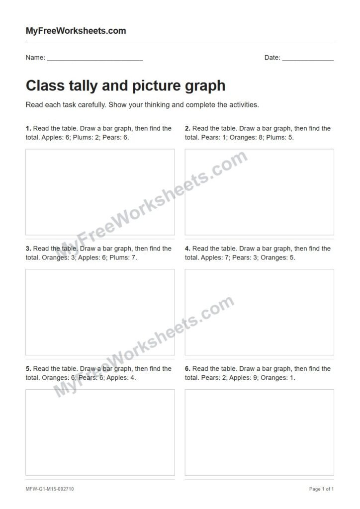 Class tally and picture graph worksheet preview