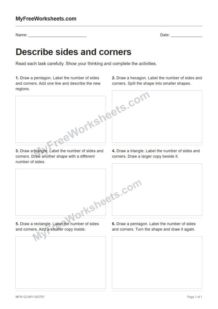 Describe sides and corners worksheet preview