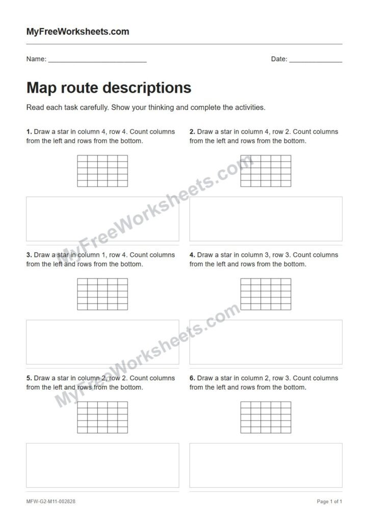 Map route descriptions worksheet preview