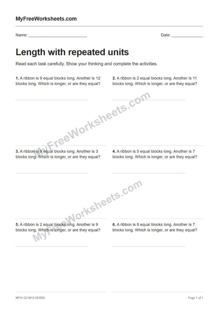 Length with repeated units worksheet preview