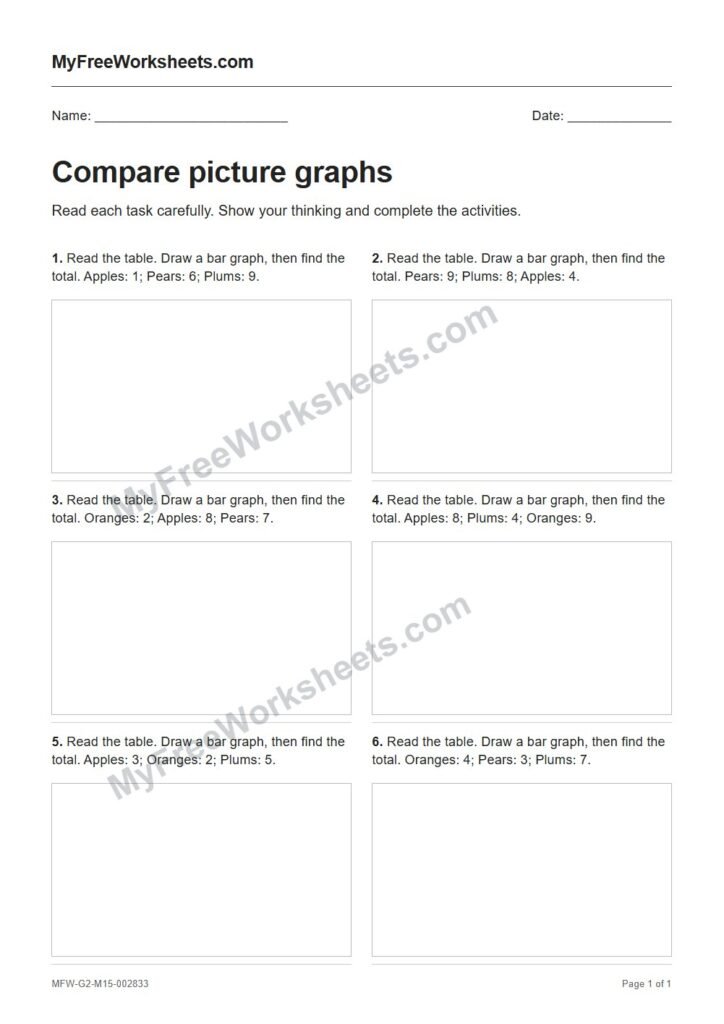 Compare picture graphs worksheet preview