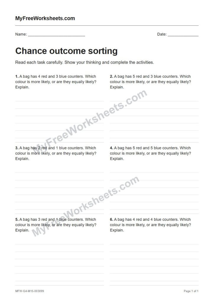 Chance outcome sorting worksheet preview
