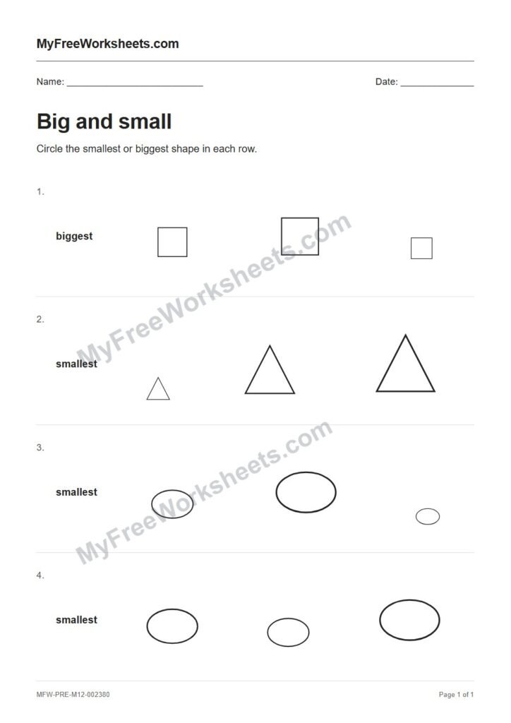 Big and small worksheet preview