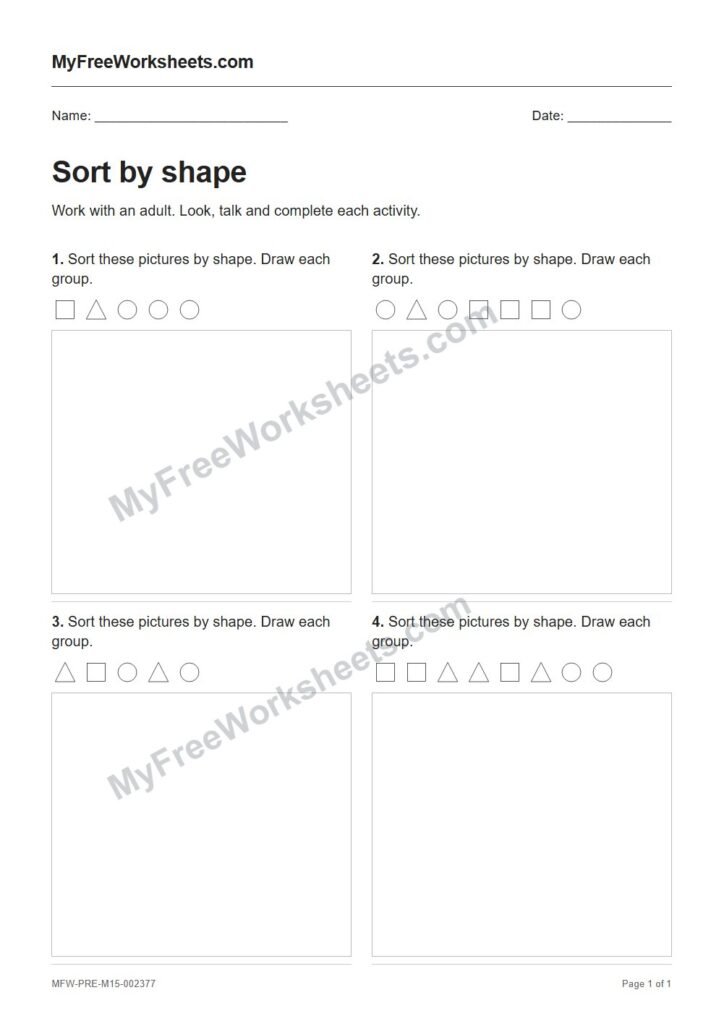Sort by shape worksheet preview