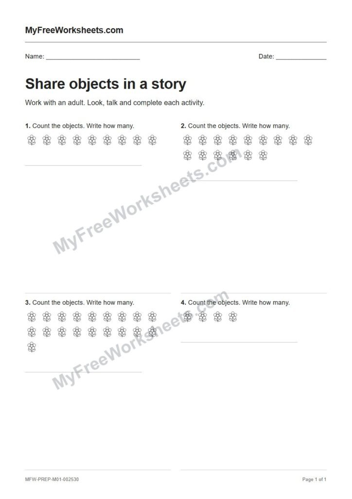 Share objects in a story worksheet preview