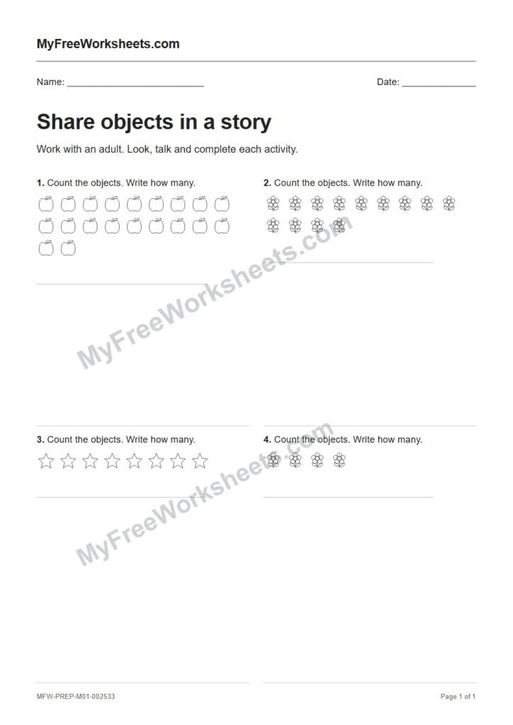 Share objects in a story worksheet preview