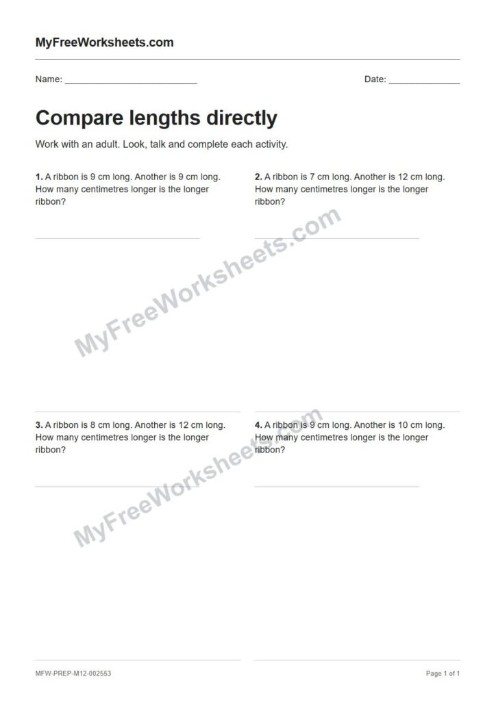 Compare lengths directly worksheet preview